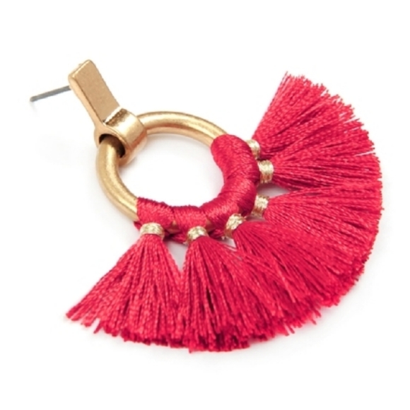 SALE PRICE | Fan Tassel Magenta Earrings - Picture 2 of 2